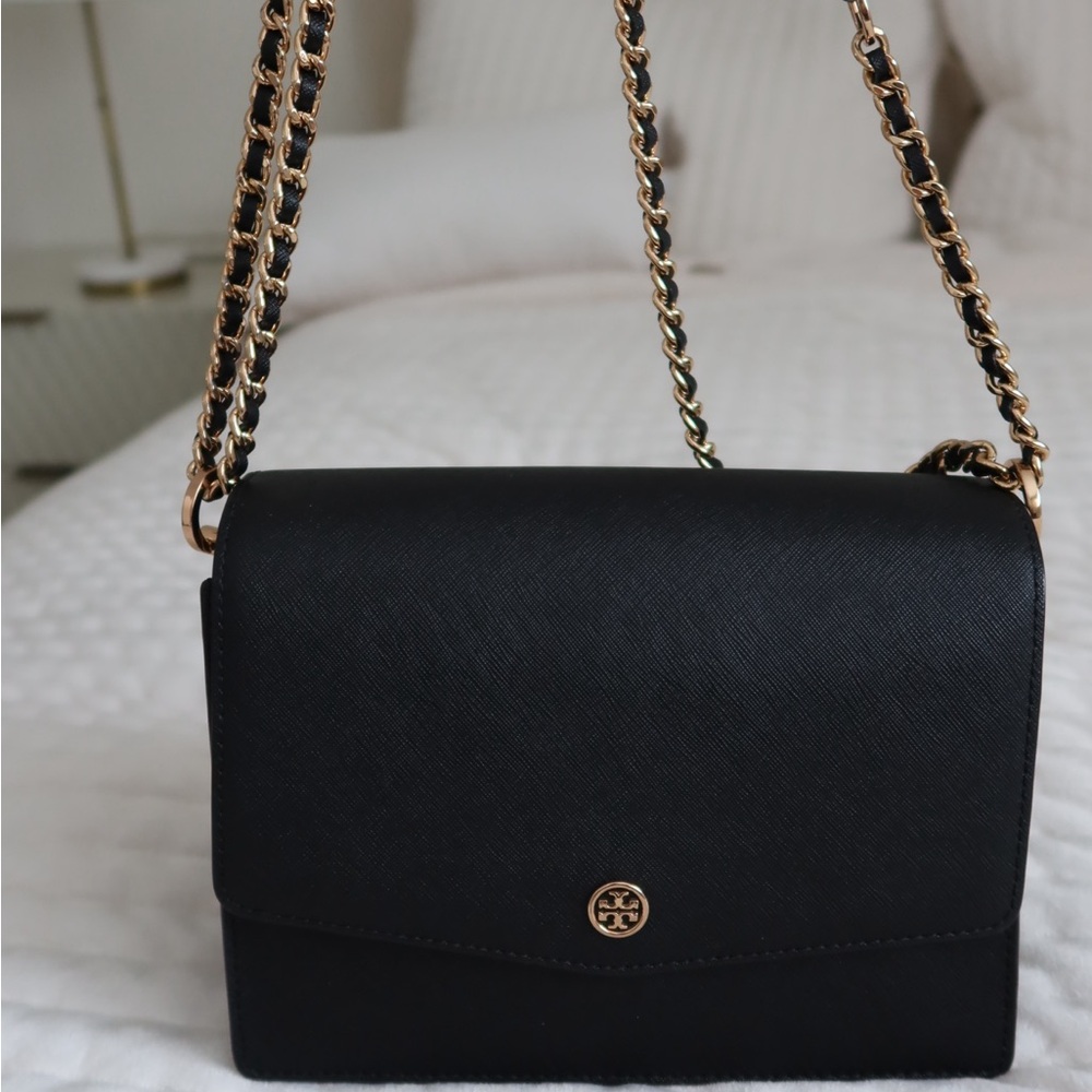 Tory Burch Robinson Black Leather Crossbody Bag